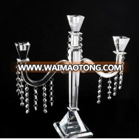 Handmade party use electric candle crystal candle holder 3 arms candelabra